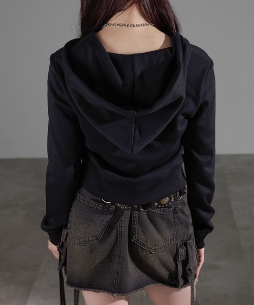 apres jour mignon(アプレジュールミニョン)の「アップリケZIPパーカー(パーカー・レディース・杢グレー/グレー/ブラック/チャコールグレー/カーキ・X-LARGE/フリー/LARGE)」の15枚目の写真