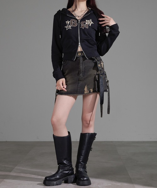 apres jour mignon(アプレジュールミニョン)の「アップリケZIPパーカー(パーカー・レディース・杢グレー/グレー/ブラック/チャコールグレー/カーキ・X-LARGE/フリー/LARGE)」の17枚目の写真