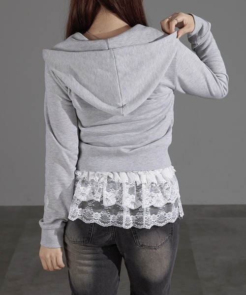 apres jour mignon(アプレジュールミニョン)の「アップリケZIPパーカー(パーカー・レディース・杢グレー/グレー/ブラック/チャコールグレー/カーキ・X-LARGE/フリー/LARGE)」の22枚目の写真