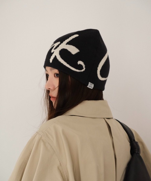 Burner（バーナー）の「【OKUOKU　0909】手書き風ロゴ ニット ビーニー  oku-bosi-41-19（ニットキャップ/ビーニー・メンズ・ホワイト系その他/グレー/カーキ/ブラック・FREE）」の7枚目の写真