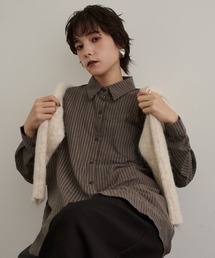 DFFUR.（ディフル）の「スエードタッチストライプオーバーシャツ（シャツ/ブラウス・レディース）」