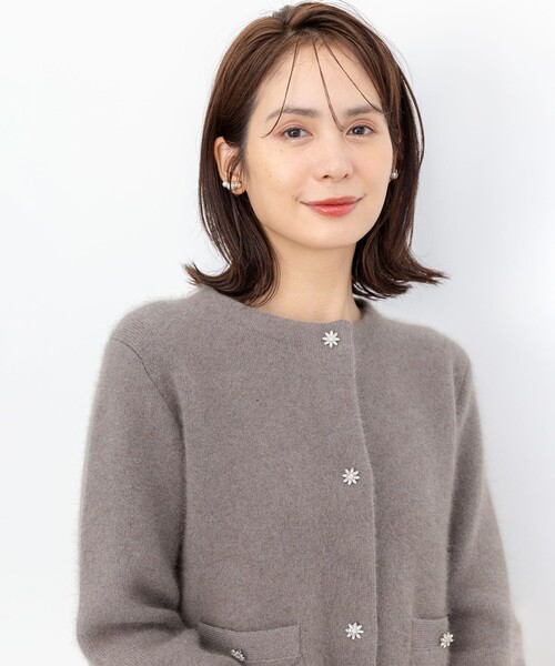 組曲(クミキョク)の「フラッフィーファーニット ジャケット(カーディガン/ボレロ・レディース・ブラウン系/ブラック系/黄緑系・F)」の5枚目の写真