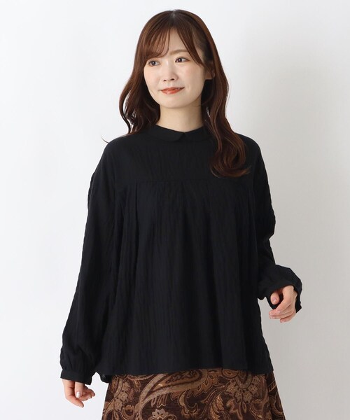 one'sterrace(ワンズテラス)の「◆前後着用 丸衿ブラウス(シャツ/ブラウス・レディース・グレー系4/ブラック系8/アイボリー系8・02)」の2枚目の写真
