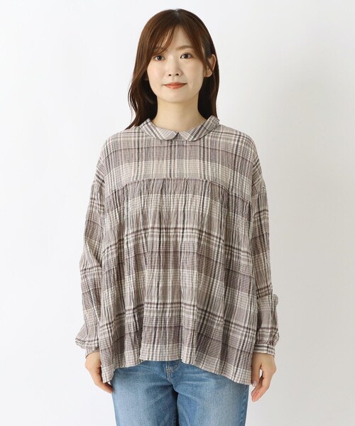 one'sterrace(ワンズテラス)の「◆前後着用 丸衿ブラウス(シャツ/ブラウス・レディース・グレー系4/ブラック系8/アイボリー系8・02)」の4枚目の写真
