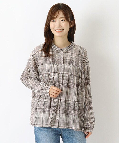 one'sterrace(ワンズテラス)の「◆前後着用 丸衿ブラウス(シャツ/ブラウス・レディース・グレー系4/ブラック系8/アイボリー系8・02)」の16枚目の写真