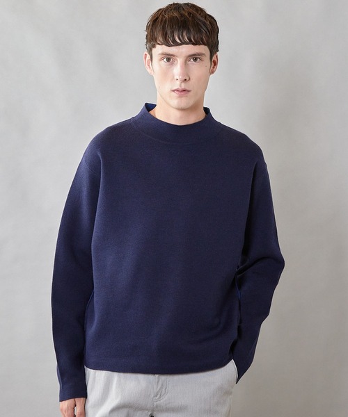 UNION STATION（ユニオンステーション）の「【ウォッシャブル素材】モックネック Wフェイスリバーシブルニット（ニット/セーター・メンズ・グレー系その他/ネイビー/マスタード・L/M）」の2枚目の写真