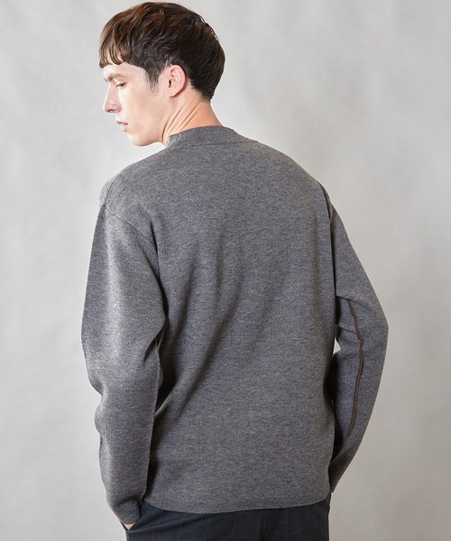 UNION STATION（ユニオンステーション）の「【ウォッシャブル素材】モックネック Wフェイスリバーシブルニット（ニット/セーター・メンズ・グレー系その他/ネイビー/マスタード・L/M）」の7枚目の写真