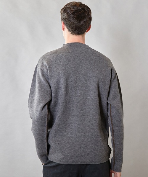 UNION STATION（ユニオンステーション）の「【ウォッシャブル素材】モックネック Wフェイスリバーシブルニット（ニット/セーター・メンズ・グレー系その他/ネイビー/マスタード・L/M）」の8枚目の写真