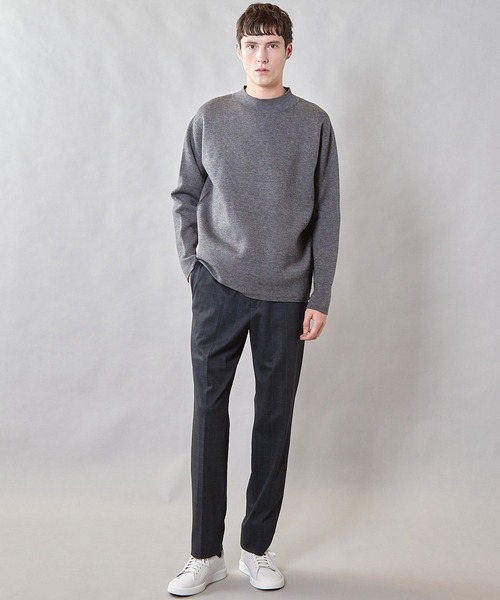 UNION STATION（ユニオンステーション）の「【ウォッシャブル素材】モックネック Wフェイスリバーシブルニット（ニット/セーター・メンズ・グレー系その他/ネイビー/マスタード・L/M）」の9枚目の写真