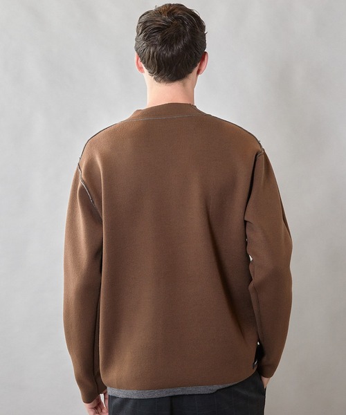 UNION STATION（ユニオンステーション）の「【ウォッシャブル素材】モックネック Wフェイスリバーシブルニット（ニット/セーター・メンズ・グレー系その他/ネイビー/マスタード・L/M）」の16枚目の写真