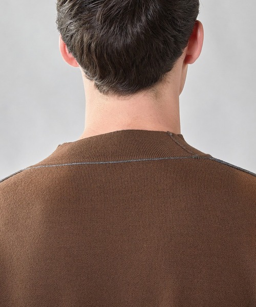 UNION STATION（ユニオンステーション）の「【ウォッシャブル素材】モックネック Wフェイスリバーシブルニット（ニット/セーター・メンズ・グレー系その他/ネイビー/マスタード・L/M）」の21枚目の写真