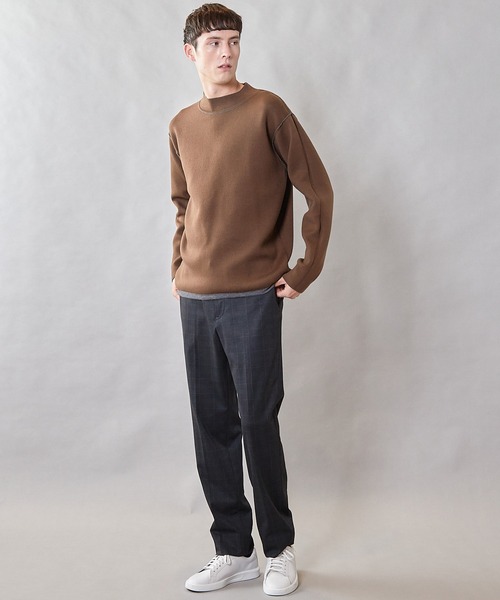 UNION STATION（ユニオンステーション）の「【ウォッシャブル素材】モックネック Wフェイスリバーシブルニット（ニット/セーター・メンズ・グレー系その他/ネイビー/マスタード・L/M）」の18枚目の写真