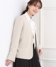 ノーカラージャケット 襟 フリル ブラウス」に該当するレディースの