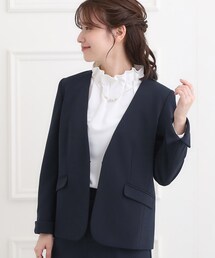 ノーカラージャケット 襟 フリル ブラウス」に該当する