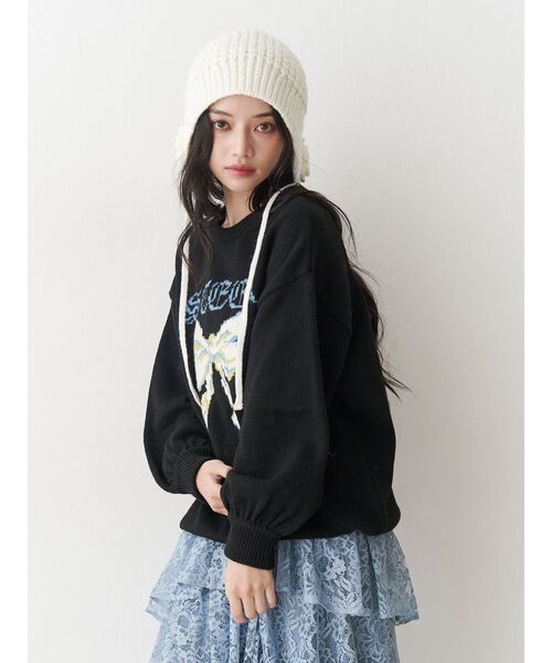 【完売商品】jouetie リボンジャガードルーズニット WEB限定】リボンジャガードルーズニット（ニット/セーター