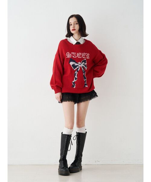 【完売商品】jouetie リボンジャガードルーズニット WEB限定】リボンジャガードルーズニット（ニット/セーター