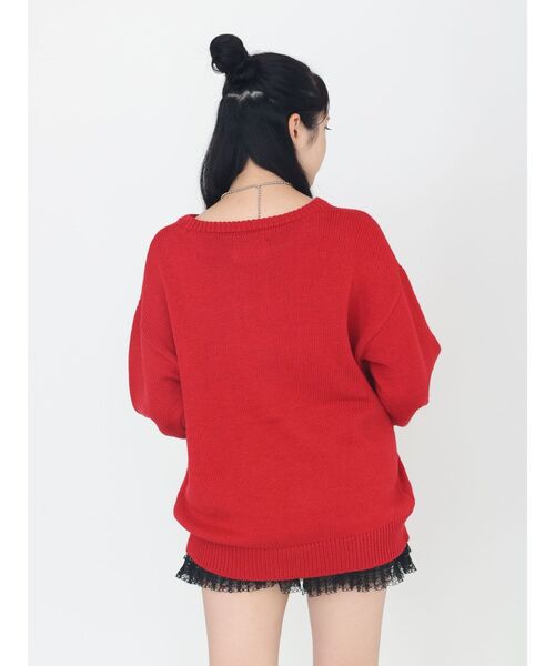 jouetie（ジュエティ）の「【WEB限定】リボンジャガードルーズニット 冬服（ニット/セーター・レディース・レッド/グレー/ブラック・MEDIUM）」の16枚目の写真