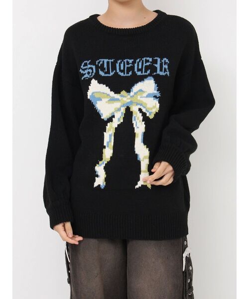 WEB限定】リボンジャガードルーズニット 冬服（ニット/セーター