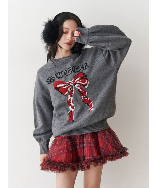 WEB限定】リボンジャガードルーズニット 冬服（ニット/セーター
