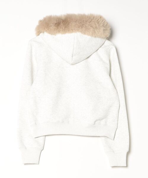 .KOM(ドットコム)の「A'GEM/9 × .kom 『.KOM/ドットケーオーエム』 Rhinestone Logo Faux Fur Zip-Up Hoodie/ラインストーンロゴ ファーフード ジップアップパーカー(パーカー・レディース・チャコールグレー/ライトグレー・M)」の20枚目の写真