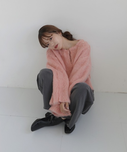 hellam(へラム)の「【sakippe×hellam】シャギーフレアスリーブニット(ニット/セーター・レディース・グレー/レッド/ピンク/グリーン/イエロー/アイボリー・FREE)」の18枚目の写真