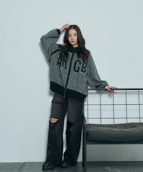 ANDGEEBEE（アンジービー）の「UNISEX プレーティングジップニット（ニット/セーター・レディース・ブラウン/ブラック・FREE）」の10枚目の写真