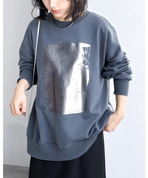 【新品未開封】Freada ランドスケープ箔プリント スウェット セール】箔プリントビッグシルエットスウェット（スウェット