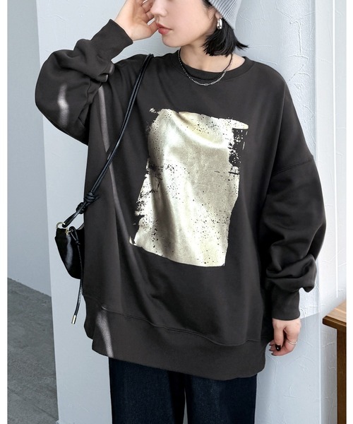 【新品未開封】Freada ランドスケープ箔プリント スウェット セール】箔プリントビッグシルエットスウェット（スウェット