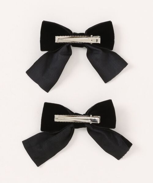 VIBGYOR Women(ヴィブジョー ウィメン)の「【float】ベロア リボン ヘアクリップ【2個セット】(バレッタ/ヘアクリップ・レディース・ブラック/ワインレッド・FREE)」の4枚目の写真