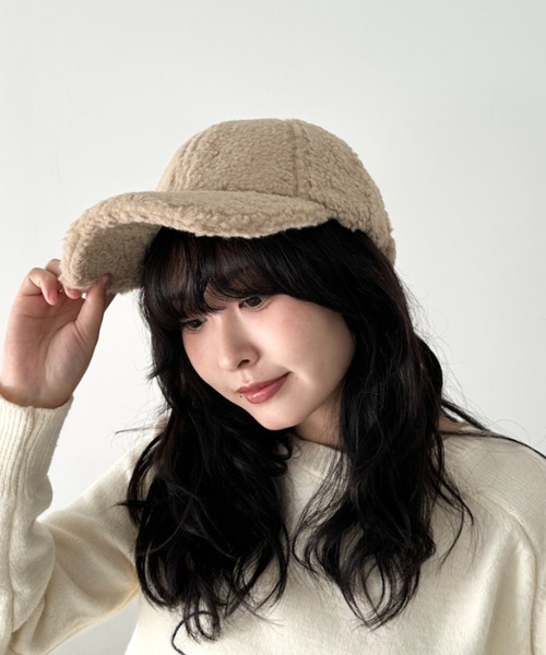 CLEA（クレア）の「無地ボアキャップ（キャップ・レディース・グレー/ブラウン/ホワイト/ベージュ/ブラック・FREE）」の2枚目の写真