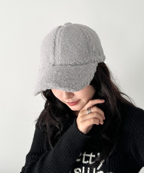 CLEA（クレア）の「無地ボアキャップ（キャップ・レディース・グレー/ブラウン/ホワイト/ベージュ/ブラック・FREE）」の4枚目の写真