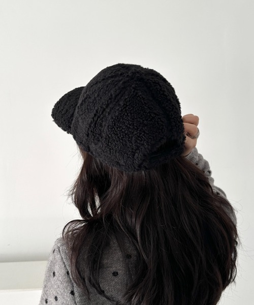 CLEA（クレア）の「無地ボアキャップ（キャップ・レディース・グレー/ブラウン/ホワイト/ベージュ/ブラック・FREE）」の14枚目の写真