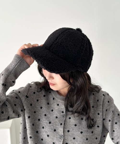 CLEA（クレア）の「無地ボアキャップ（キャップ・レディース・グレー/ブラウン/ホワイト/ベージュ/ブラック・FREE）」の12枚目の写真