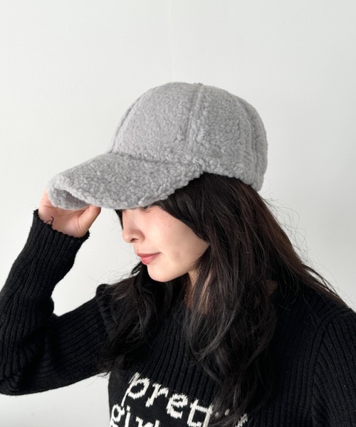 CLEA（クレア）の「無地ボアキャップ（キャップ・レディース・グレー/ブラウン/ホワイト/ベージュ/ブラック・FREE）」の17枚目の写真