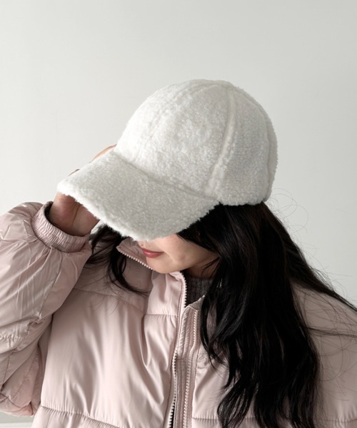 CLEA（クレア）の「無地ボアキャップ（キャップ・レディース・グレー/ブラウン/ホワイト/ベージュ/ブラック・FREE）」の8枚目の写真