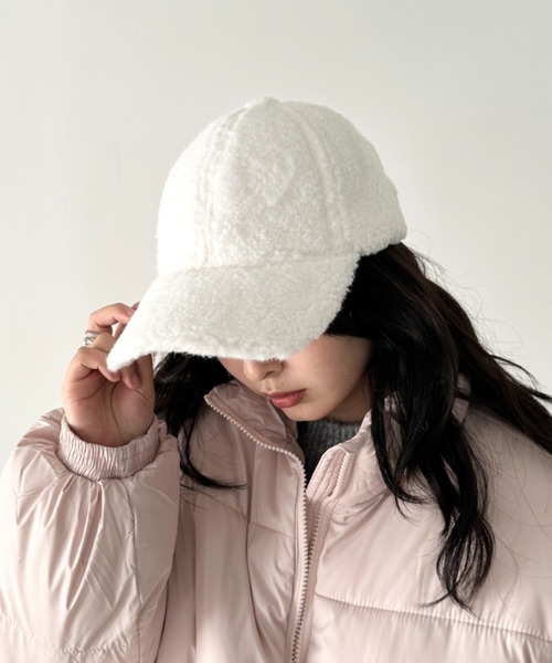 CLEA（クレア）の「無地ボアキャップ（キャップ・レディース・グレー/ブラウン/ホワイト/ベージュ/ブラック・FREE）」の6枚目の写真
