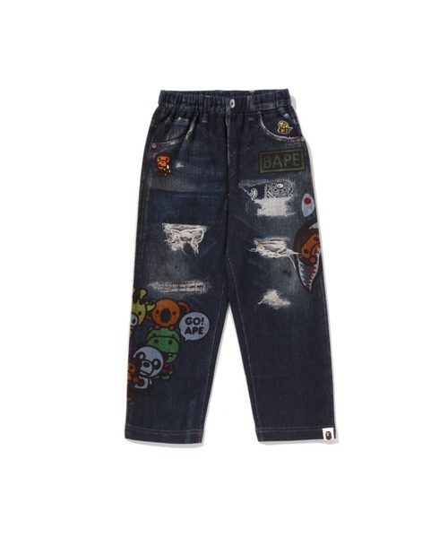 【美品】A BATHING APE　デニム　スウェット型 A BATHING APE｜BAPE EMBLEM DENIM PRINT SWEAT PANTS | Rakuten