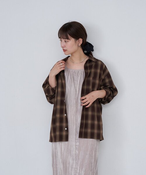 Kastane（カスタネ）の「【セットアップ対応/ユニセックス】BM チェックシャツ（シャツ/ブラウス・レディース・ブラック/ブラウン・FREE）」の13枚目の写真