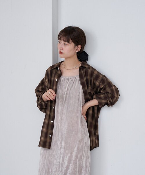 Kastane（カスタネ）の「【セットアップ対応/ユニセックス】BM チェックシャツ（シャツ/ブラウス・レディース・ブラック/ブラウン・FREE）」の16枚目の写真
