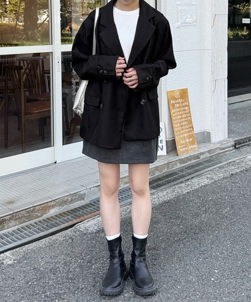 ブラック テーラードジャケット ダブルボタン ダブルボタンテーラードジャケット | レディースファッション通販 - DHOLIC