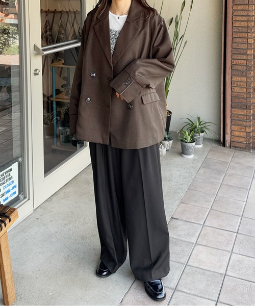 PLANTS PLACE プリーツテーラードジャケット ブラック PLANTS PLACE プリーツテーラードジャケット ブラック ジャケット