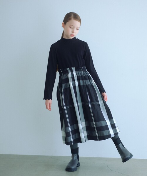 green label relaxing（グリーンレーベルリラクシング）の「ドッキング ワンピース / キッズ  100cm-160cm（ワンピース・キッズ・グレー系/ブラック・100cm/160cm/110cm/140cm/150cm/130cm/120cm）」の3枚目の写真