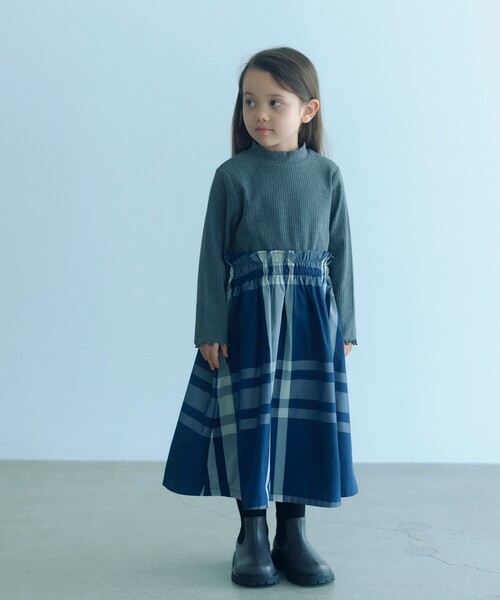 green label relaxing（グリーンレーベルリラクシング）の「ドッキング ワンピース / キッズ  100cm-160cm（ワンピース・キッズ・グレー系/ブラック・100cm/160cm/110cm/140cm/150cm/130cm/120cm）」の4枚目の写真