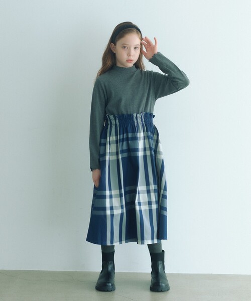 green label relaxing（グリーンレーベルリラクシング）の「ドッキング ワンピース / キッズ  100cm-160cm（ワンピース・キッズ・グレー系/ブラック・100cm/160cm/110cm/140cm/150cm/130cm/120cm）」の5枚目の写真