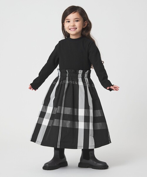 green label relaxing（グリーンレーベルリラクシング）の「ドッキング ワンピース / キッズ  100cm-160cm（ワンピース・キッズ・グレー系/ブラック・100cm/160cm/110cm/140cm/150cm/130cm/120cm）」の6枚目の写真