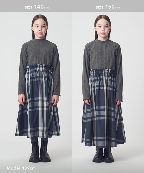 green label relaxing（グリーンレーベルリラクシング）の「ドッキング ワンピース / キッズ  100cm-160cm（ワンピース・キッズ・グレー系/ブラック・100cm/160cm/110cm/140cm/150cm/130cm/120cm）」の11枚目の写真