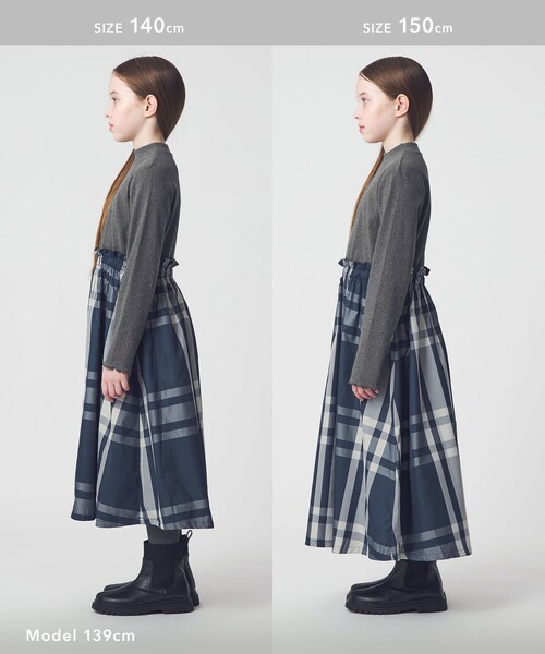 green label relaxing（グリーンレーベルリラクシング）の「ドッキング ワンピース / キッズ  100cm-160cm（ワンピース・キッズ・グレー系/ブラック・100cm/160cm/110cm/140cm/150cm/130cm/120cm）」の12枚目の写真