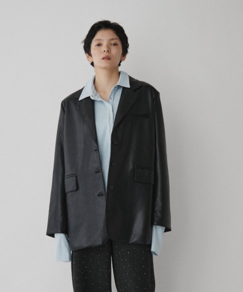 Oversized Faux Leather Jacket / オーバーサイズフェイクレザー