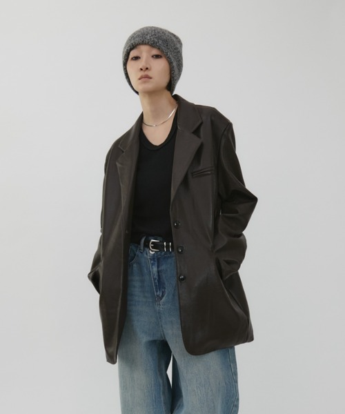 FAUX LEATHER OVER ジャケット　今期美品 X-girl（エックスガール）の「FAUX LEATHER OVERSIZED JACKET
