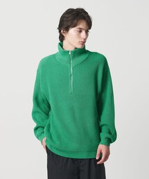 ami ハーフジップジャケット 緑 グリーン コットン Ami De Coeur パデッド ジップジャケット